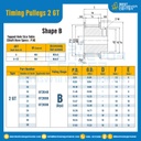 มู่เล่ย์ไทม์มิ่ง Pulley Timing 2GT (มีดุม) หน้ากว้าง 9 mm. 60 ฟัน : Pulley Timing 2GT-9-60TB