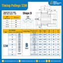 มู่เล่ย์ไทม์มิ่ง Pulley Timing S3M หน้ากว้าง 10 mm. 24 ฟัน (มีดุม) : Pulley Timing S3M-10-24TB