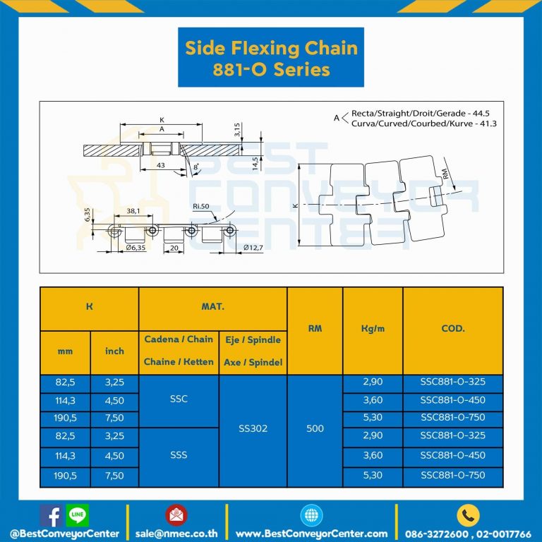 โซ่สแตนเลสทางโค้ง Table Top Chain SSC881-O ; 7.5 นิ้ว. : SSC881-O 750