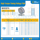 มู่เล่ย์ไทม์มิ่งแรงบิดสูง Pulley Timing High Torque P3M หน้ากว้าง 10 mm. 10 ฟัน : HT-P3M-10-10TAS