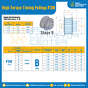 มู่เล่ย์ไทม์มิ่งแรงบิดสูง Pulley Timing High Torque P3M หน้ากว้าง 10 mm. 22 ฟัน : HT-P3M-10-22TBS