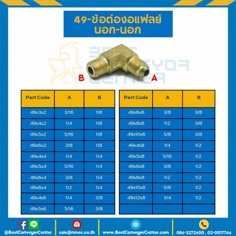 ข้อต่องอแฟลย์ นอก-นอก 49x10x16