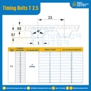 ไทม์มิ่ง เบลล์ Timing Belt T 2.5 หน้ากว้าง 0.6 mm. 106 ฟัน ยาว 265 mm. : Timing Belt T 2.5-0.6-106T-268