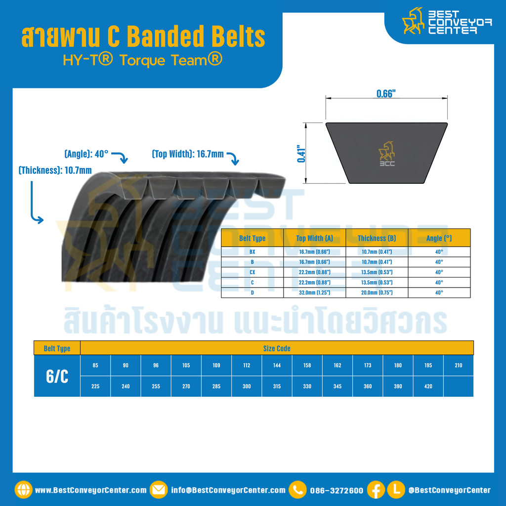 HY-T® Torque Team® C Banded Belts : 6/C