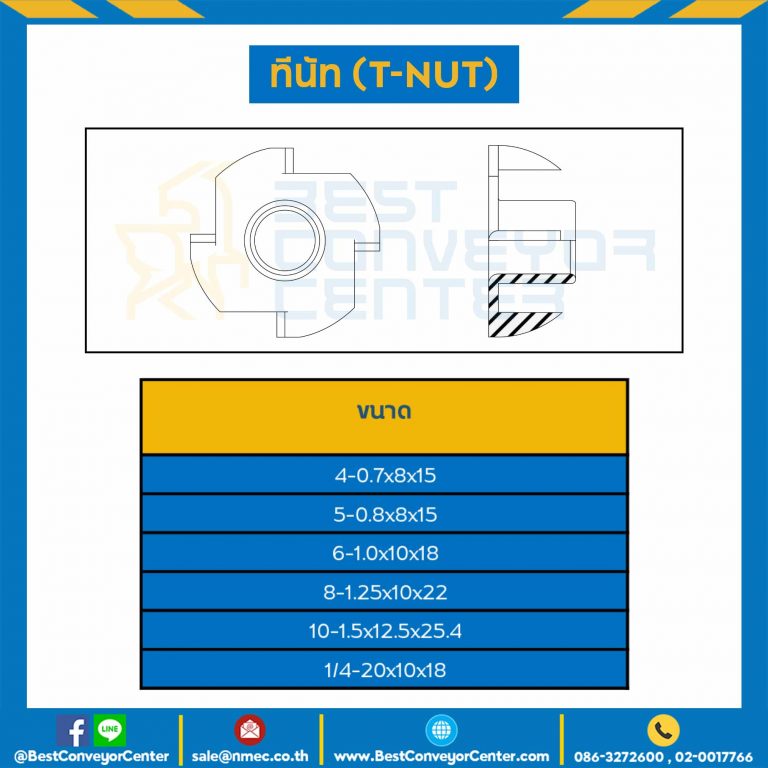 ทีนัท ขนาด M4x0.7x8x15 mm. : TN-M4