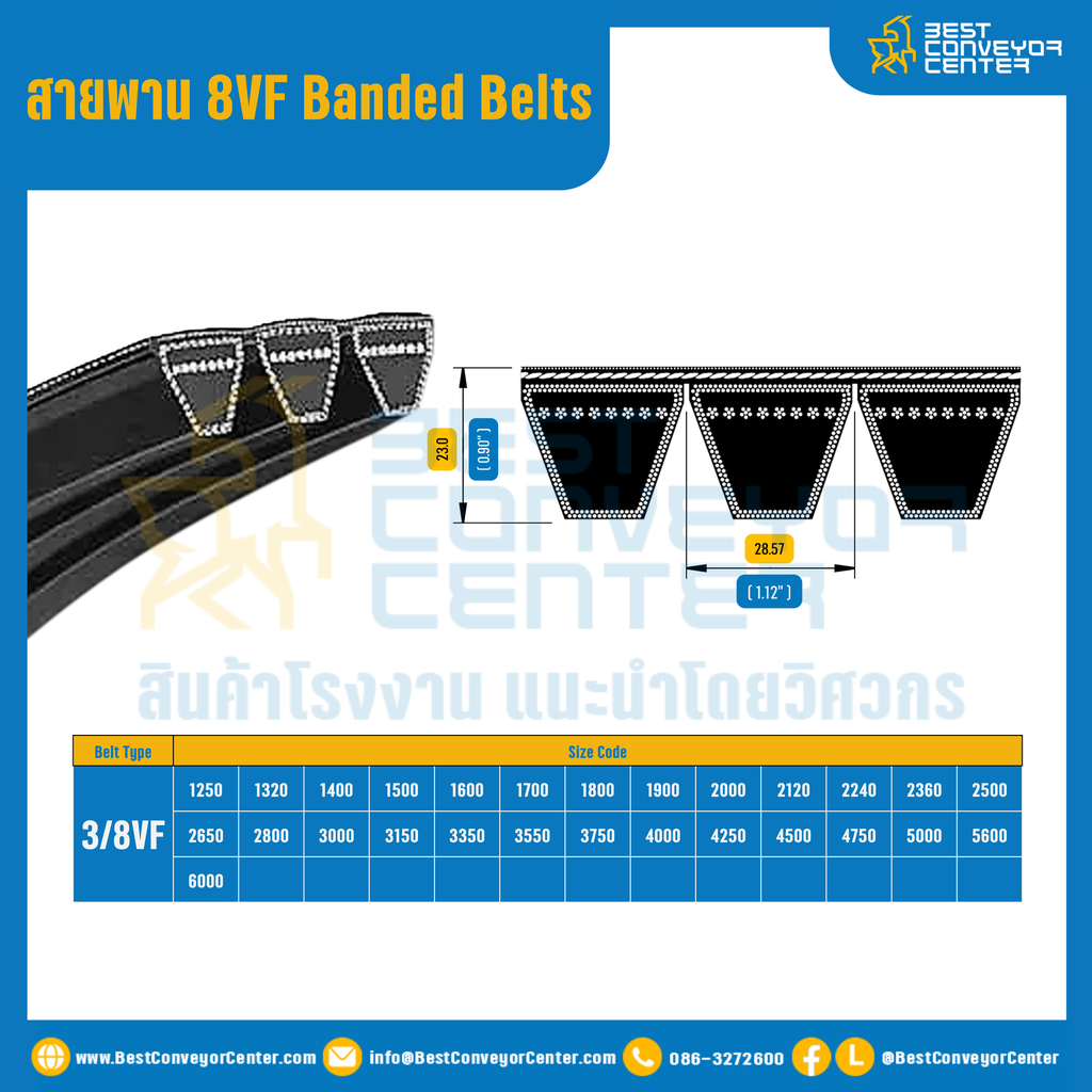 8VF Banded Belts : 3/8VF