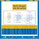 บานพับสแตนเลสเคลือบเงา ขนาด 75×75 mm. หนา 6 mm. AS-2522