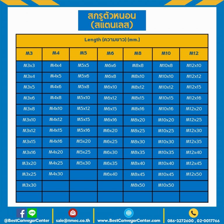 สกรูตัวหนอน M10x10 mm. (SUS304) : HSS-M10L10SS