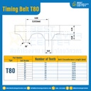 ไทม์มิ่ง เบลล์ Timing Belt T80 100 ฟัน ยาว 205.23 mm. : Timing Belt T80-100T-205.104