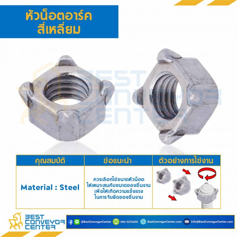 หัวน็อคอาร์คสี่เหลี่ยม ขนาด M8x1.25 ขอบ 12 หนา 7.5 mm. : SWN-M8-1.25-7.5