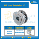 มู่เล่ย์ไทม์มิ่งแรงบิดสูง Pulley Timing High Torque 2GT หน้ากว้าง 4 mm. 20 ฟัน : HT-2GT-4-20TAS