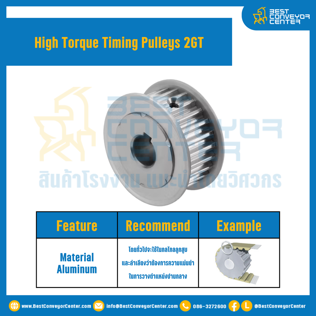 มู่เล่ย์ไทม์มิ่งแรงบิดสูง Pulley Timing High Torque 2GT หน้ากว้าง 9 mm. 16 ฟัน : HT-2GT-9-16TAS