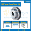 มู่เล่ย์ไทม์มิ่งแรงบิดสูง Pulley Timing High Torque S2M หน้ากว้าง 4 mm. 44 ฟัน : HT-S2M-4-44TBAL