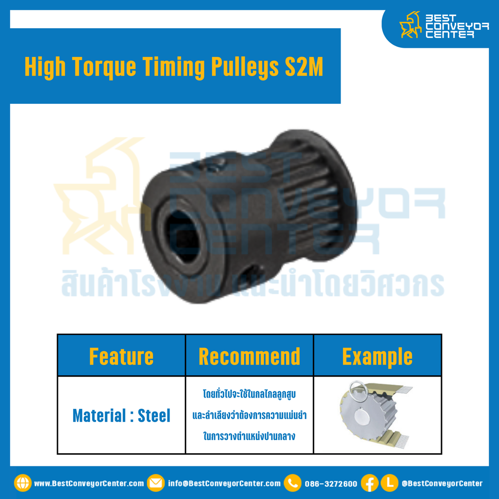 มู่เล่ย์ไทม์มิ่งแรงบิดสูง Pulley Timing High Torque S2M หน้ากว้าง 6 mm. 25 ฟัน : HT-S2M-6-25TKS