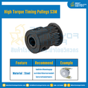 มู่เล่ย์ไทม์มิ่งแรงบิดสูง Pulley Timing High Torque S3M หน้ากว้าง 10 mm. 18 ฟัน : HT-S3M-10-18TKS
