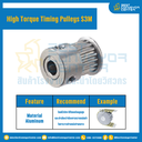 มู่เล่ย์ไทม์มิ่งแรงบิดสูง Pulley Timing High Torque S3M หน้ากว้าง 10 mm. 14 ฟัน : HT-S3M-10-14TKAL