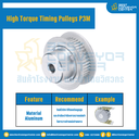 มู่เล่ย์ไทม์มิ่งแรงบิดสูง Pulley Timing High Torque P3M หน้ากว้าง 10 mm. 30 ฟัน : HT-P3M-10-30TBAL