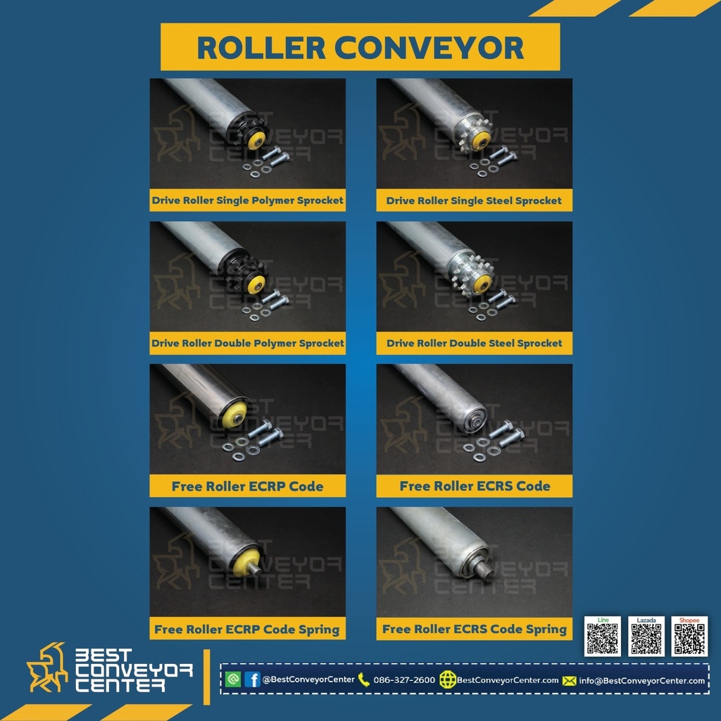 FRSS32xL696-P10S-SPL : Free Roller Stainless 304 Dia.32xL696 mm. ท่อกว้าง 687 mm. Shaft Steel 10 mm. Spring Load ,Plastic End Cap