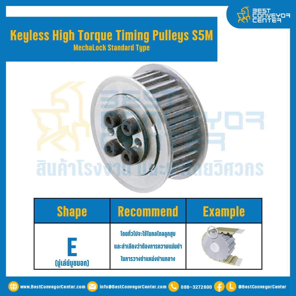 มู่เล่ย์ไทม์มิ่งแรงบิดสูงแบบไม่มีลิ่ม Pulleys Timing Keyless High Torque S5M หน้ากว้าง 15 mm. 25 ฟัน : KHTM-S5M-15-25TEAL