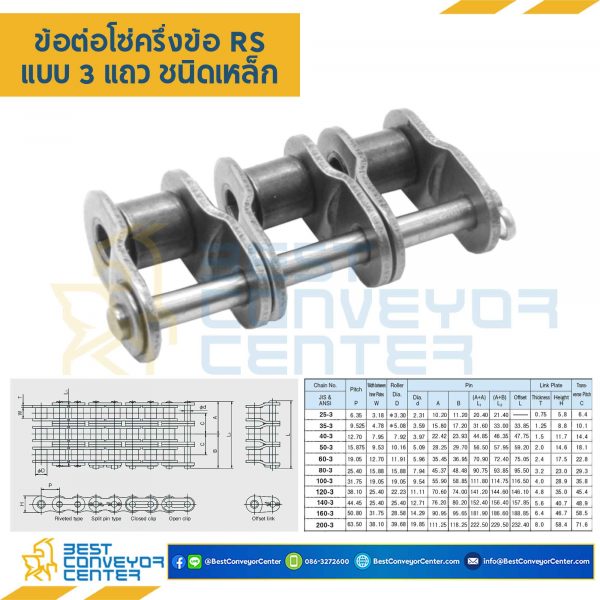 ข้อต่อครึ่งข้อ 3 แถว No.20B : CL20BR3P0.5