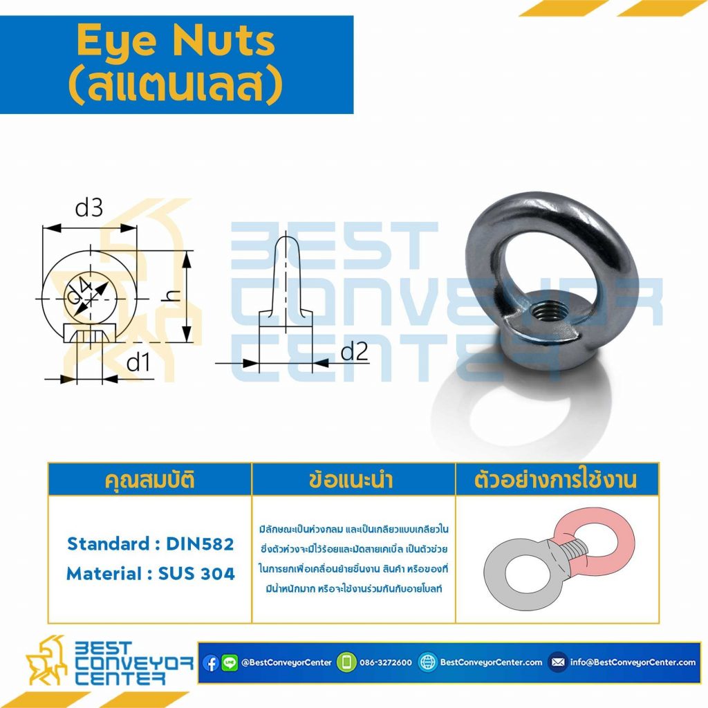 ENSS-M8 Eye Nut สแตนเลส M8
