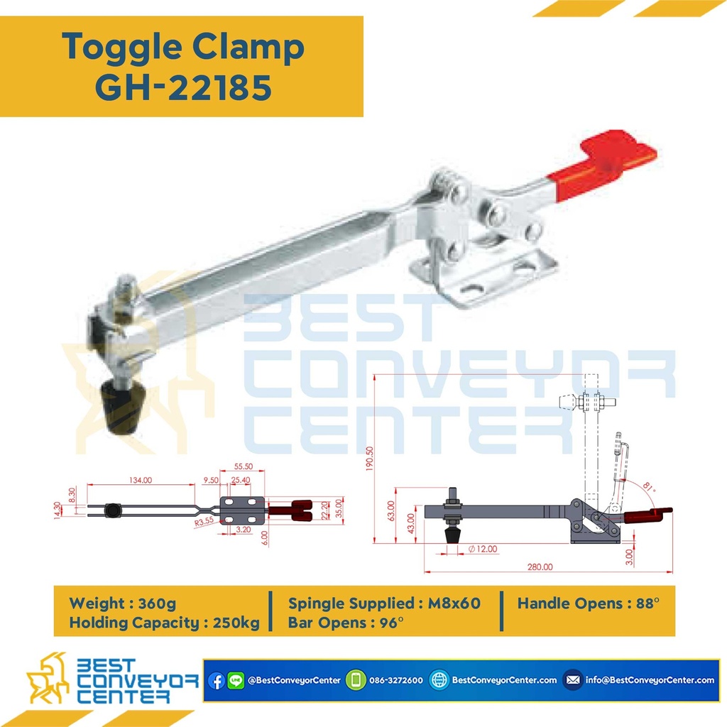 GH-22185 Toggle Clamp แบบกดแนวนอน