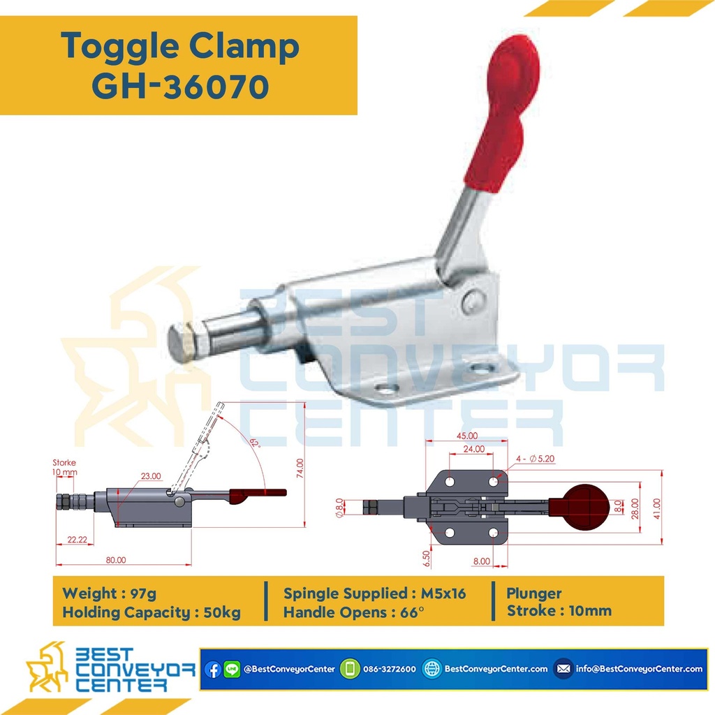 GH-36070 Toggle Clamp แบบดัน