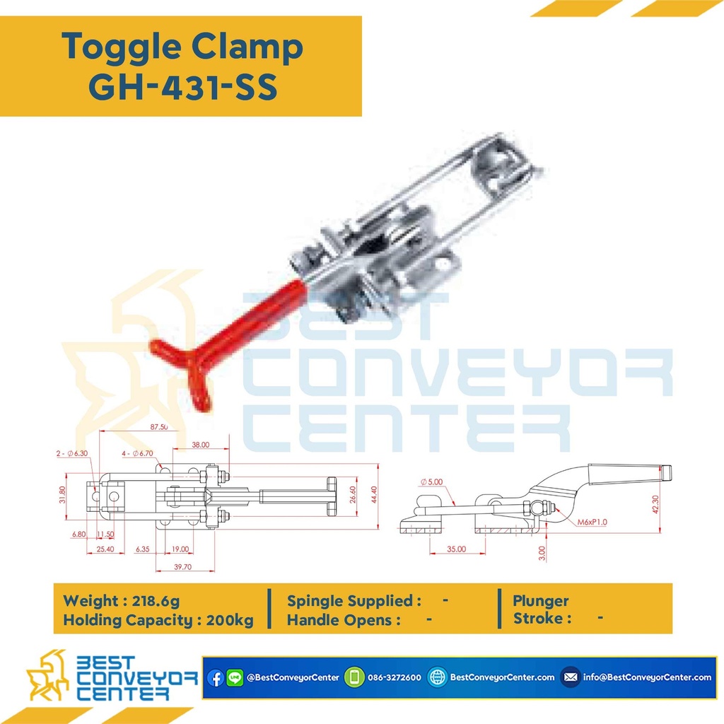 GH-431SS ; Toggle Clamp แบบดึง GH-431.SUS 304 Tumbled Finish