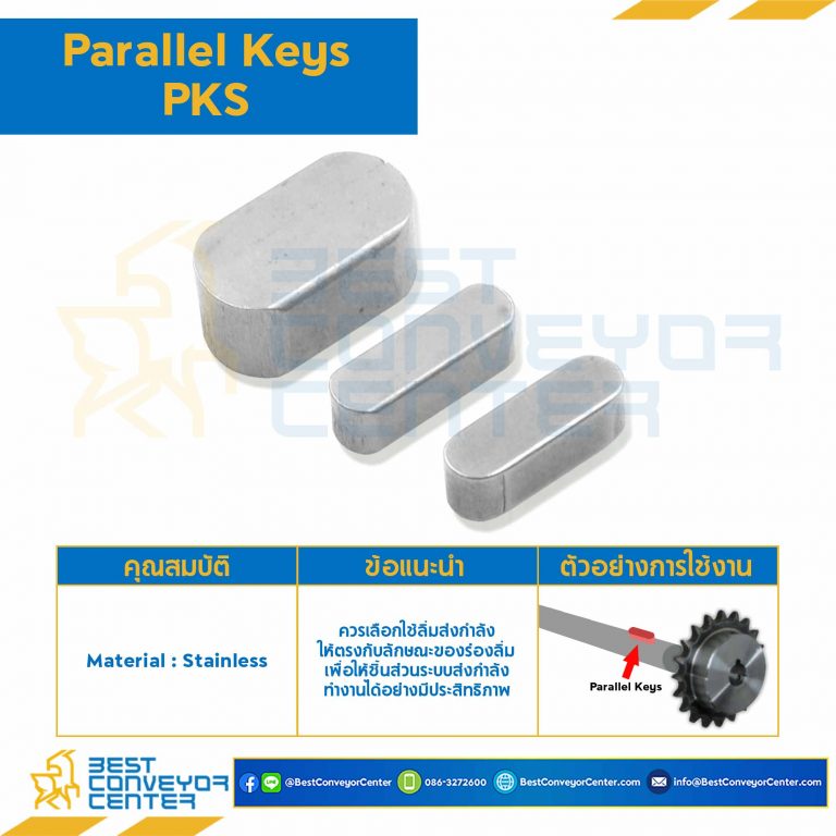 Parallel Key PKS 7×60-SS Parallel Key แบบกลม ที่ปลายทั้งสองด้าน ขนาด 7×60 mm. สแตนเลส