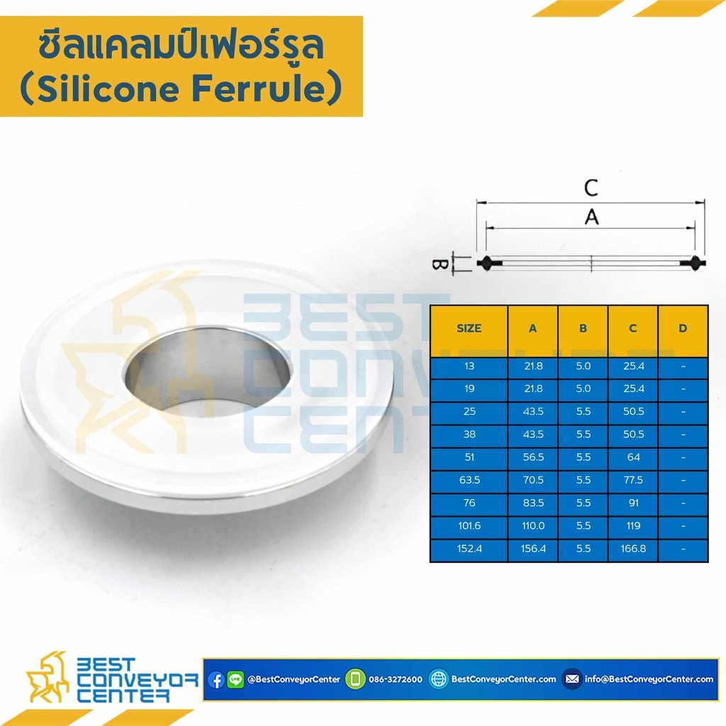 SF-101.6 ; ซีลแคลมป์เฟอร์รูล ขนาด 101.6 mm.
