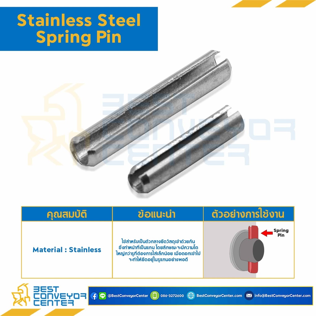Spring Pin 8×40-S ปิ๊นตะกุด-ปิ๊นผ่า ขนาด 8×40 (Steel)