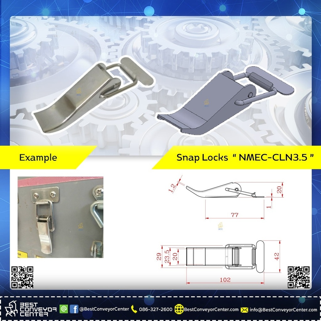 NMEC-CLN3.5-S ; Snap Locks แบบธรรมดา Model: NMEC-CLN ขนาด 3.5" (Steel Zinc)