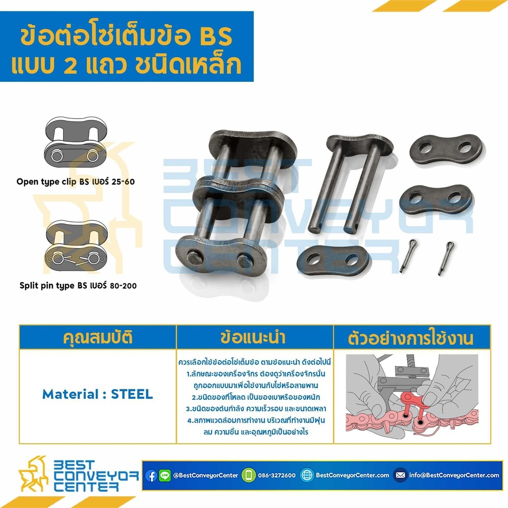 ข้อต่อเต็มข้อ แถวคู่ No.08B : CL08BR2P1