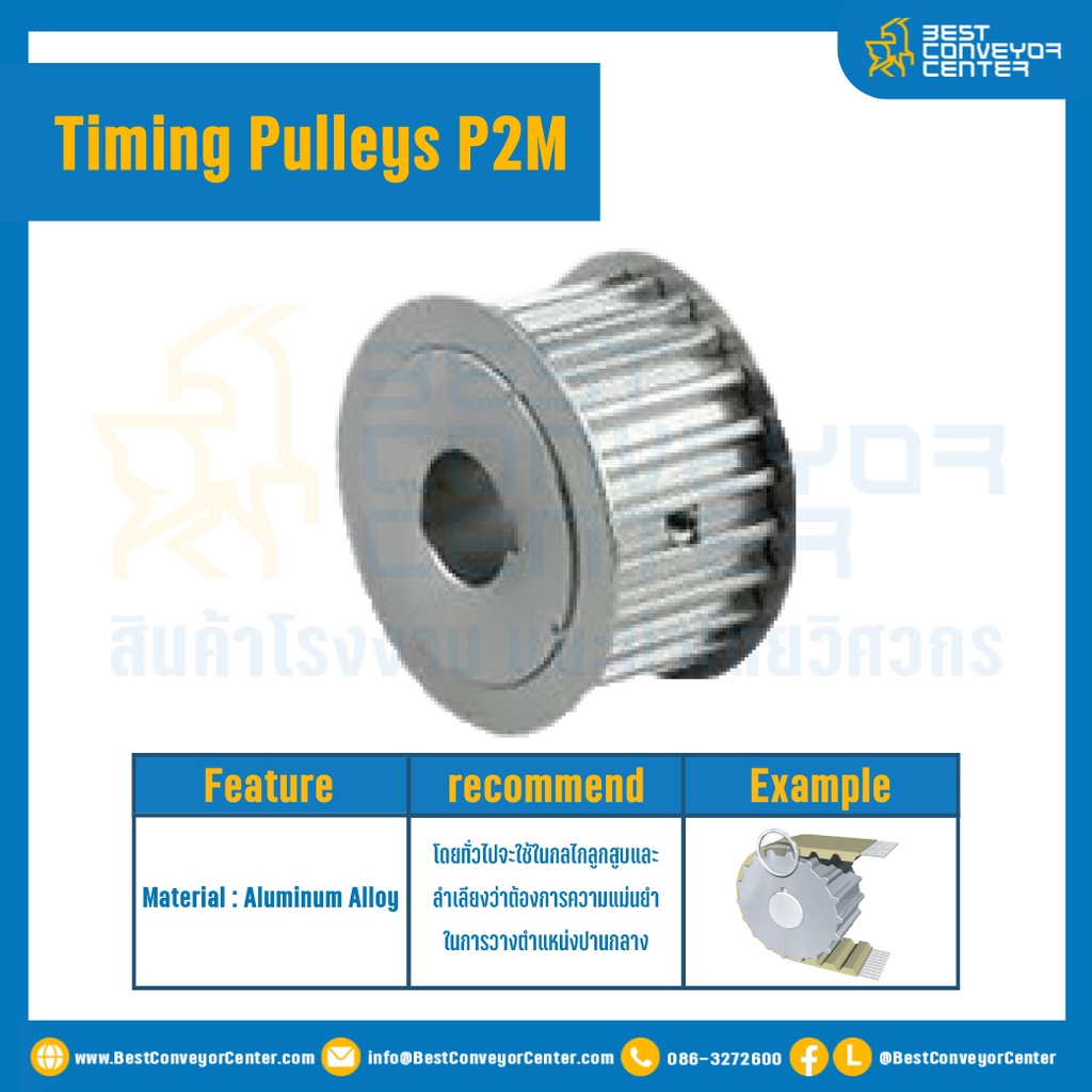 มู่เล่ย์ไทม์มิ่ง Pulley Timing P2M หน้ากว้าง 6 mm. 24 ฟัน : Pulley Timing P2M-6-24TA