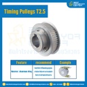 มู่เล่ย์ไทม์มิ่ง Pulley Timing T2.5 (มีดุม) หน้ากว้าง 7 mm. 34 ฟัน : Pulley Timing T2.5-7-34TB