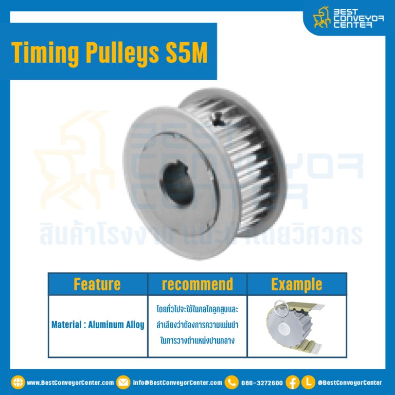มู่เล่ย์ไทม์มิ่ง Pulley Timing S5M หน้ากว้าง 10 mm. 16 ฟัน : Pulley Timing S5M-10-16TA