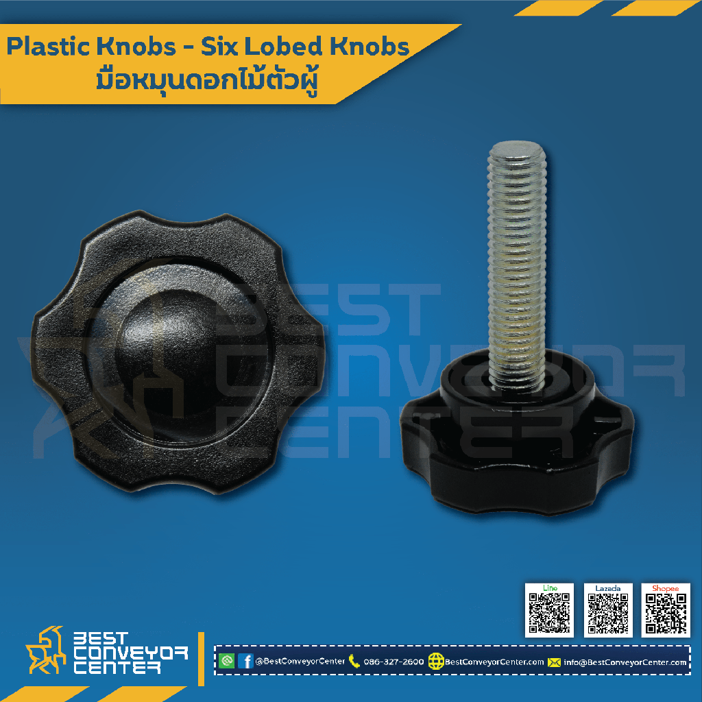 PKB6-M8L30S : มือหมุนดอกไม้ตัวผู้ M8x30 mm. (Steel Zinc)