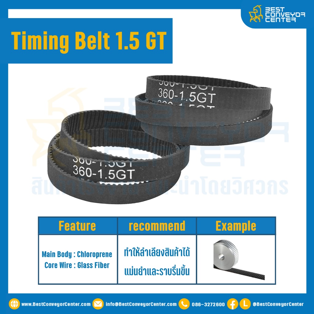 ไทม์มิ่ง เบลล์ Timing Belt 1.5GT 48 ฟัน ยาว 72 mm. : Timing Belt 1.5GT-48T-72