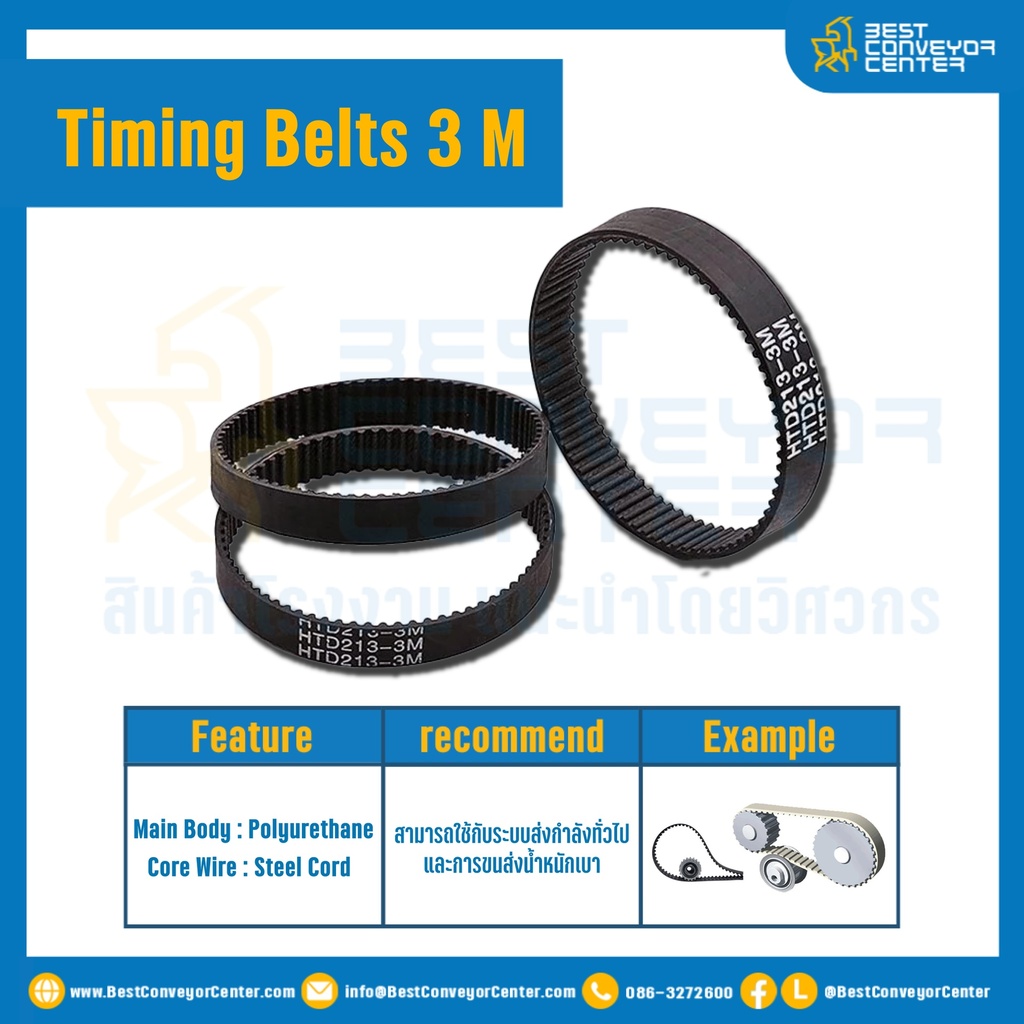 ไทม์มิ่ง เบลล์ Timing Belt 3 M หน้ากว้าง 15 mm 77 ฟัน ยาว 231 mm. : Timing Belt 3 M-15-77T-231