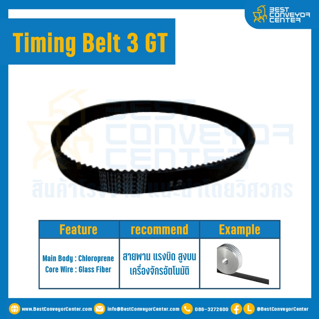 ไทม์มิ่ง เบลล์ Timing Belt 3GT 225 ฟัน ยาว 675 mm. หน้ากว้าง 15 mm. : Timing Belt 3GT-225T-675-W15
