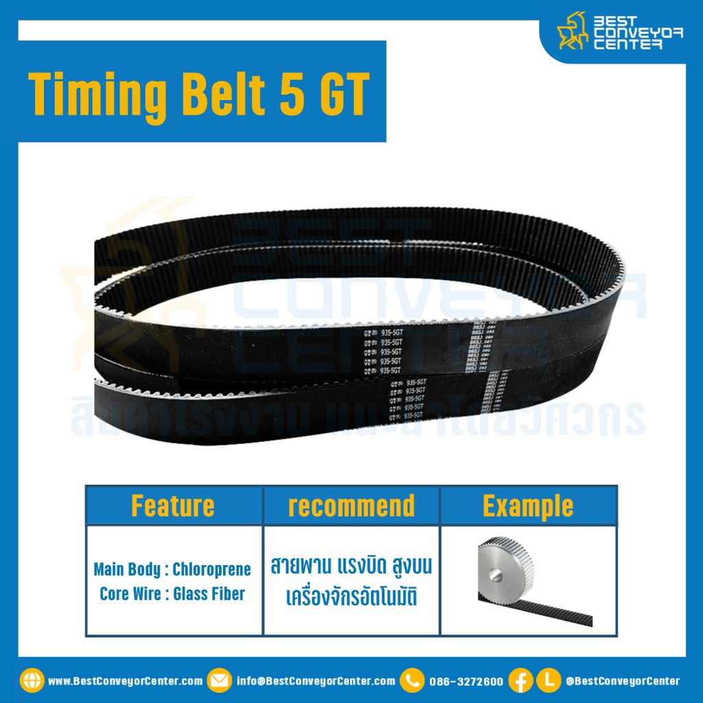 ไทม์มิ่ง เบลล์ Timing Belt 5GT 440 ฟัน ยาว 2200 mm. : Timing Belt 5GT-440T-2200