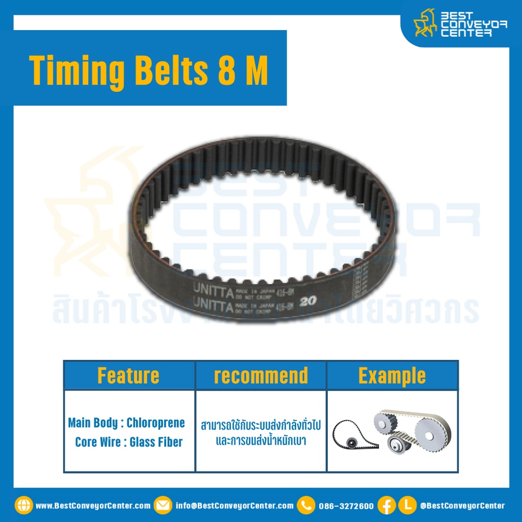 ไทม์มิ่ง เบลล์ Timing Belt 8 M หน้ากว้าง 20 mm 73 ฟัน ยาว 584 mm. : Timing Belt 8 M-20-73T-584