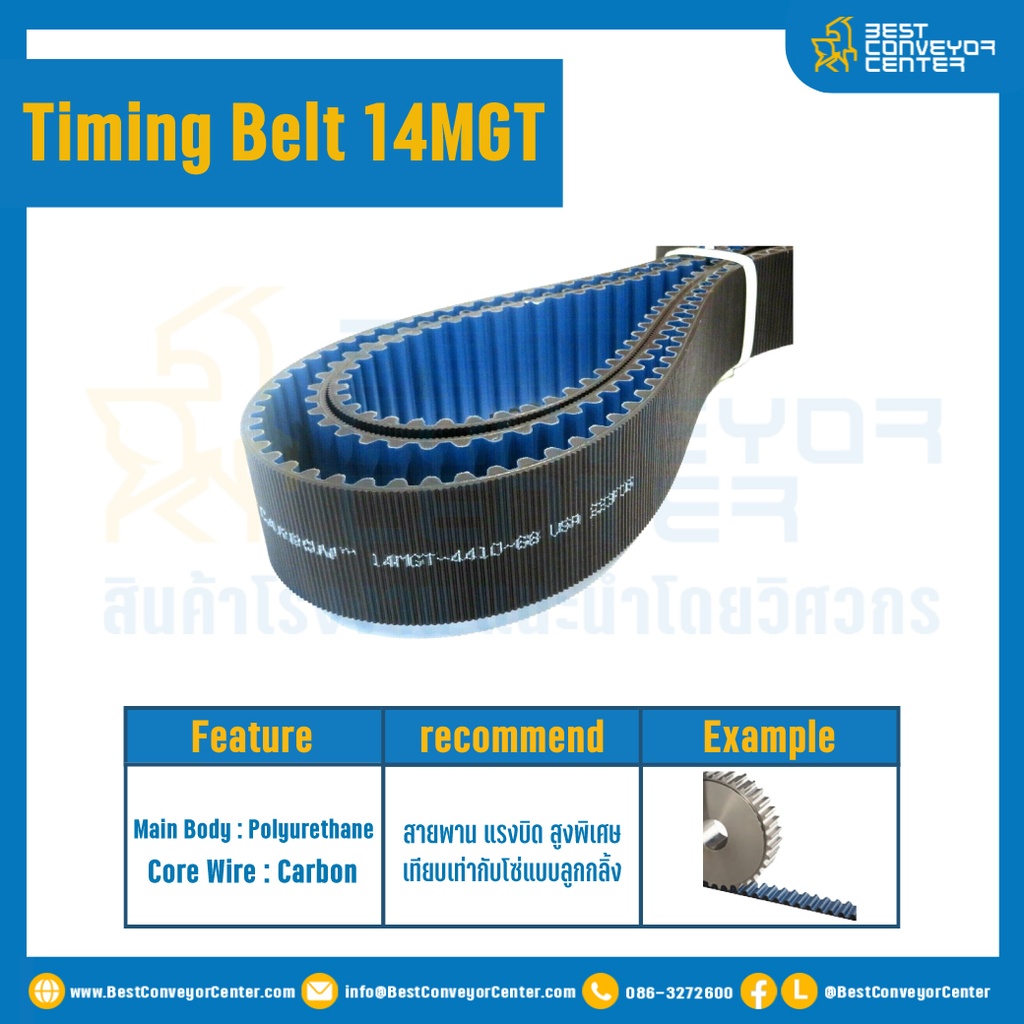 ไทม์มิ่ง เบลล์ Timing Belt 14MGT 175 ฟัน ยาว 2450 mm. : Timing Belt 14MGT-175T-2450