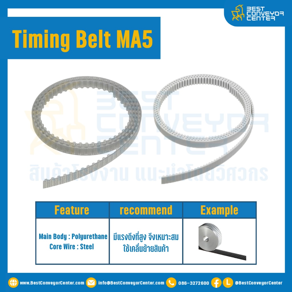 ไทม์มิ่ง เบลล์ Timing Belt MA5 หน้ากว้าง 25 mm. 50ถึง9900 ฟัน : Timing Belt MA5-25-50-9900T