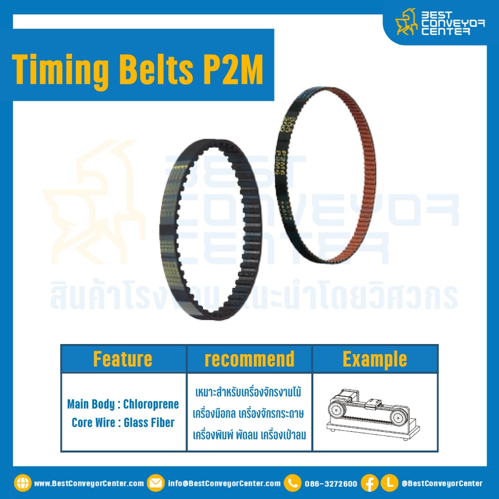 ไทม์มิ่ง เบลล์ Timing Belt P2M หน้ากว้าง 6 mm. 62 ฟัน ยาว 124 mm. : Timing Belt P2M-6-62T-124