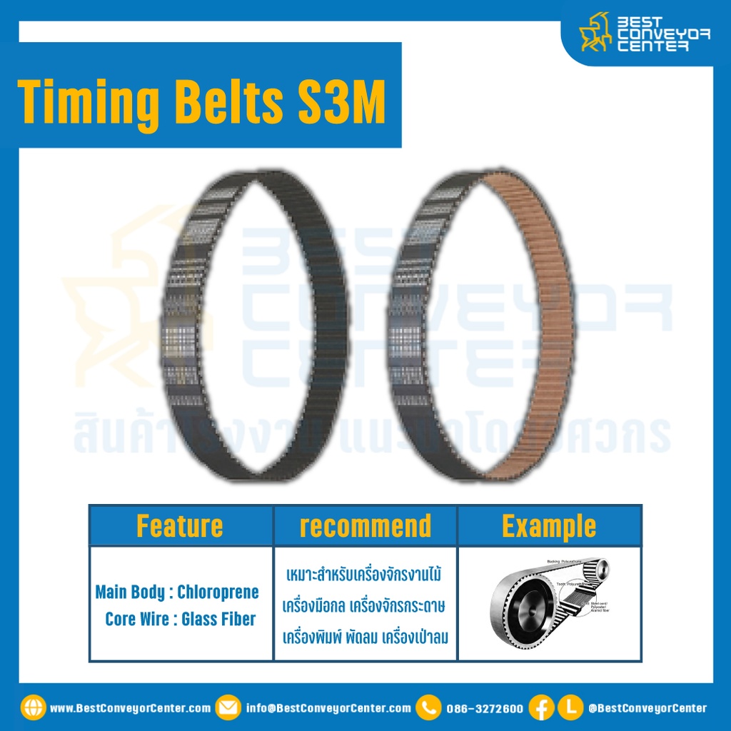 ไทม์มิ่ง เบลล์ Timing Belt S3M หน้ากว้าง 15 mm. 57 ฟัน ยาว 171 mm. : Timing Belt S3M-15-57T-171