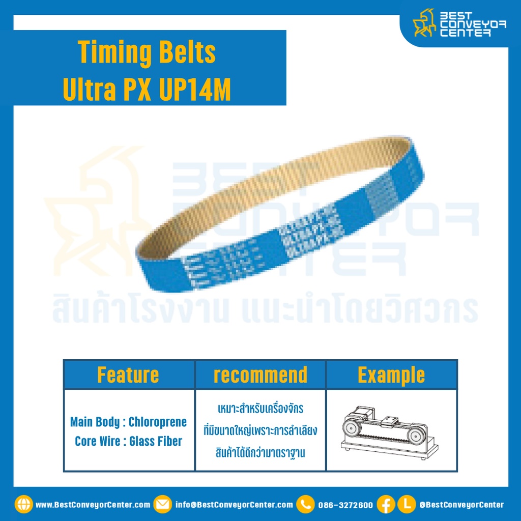 ไทม์มิ่ง เบลล์ Timing Belt UP14M หน้ากว้าง 4 mm. 85 ฟัน ยาว 1190 mm. : Timing Belt UP14M-4-85T-1190