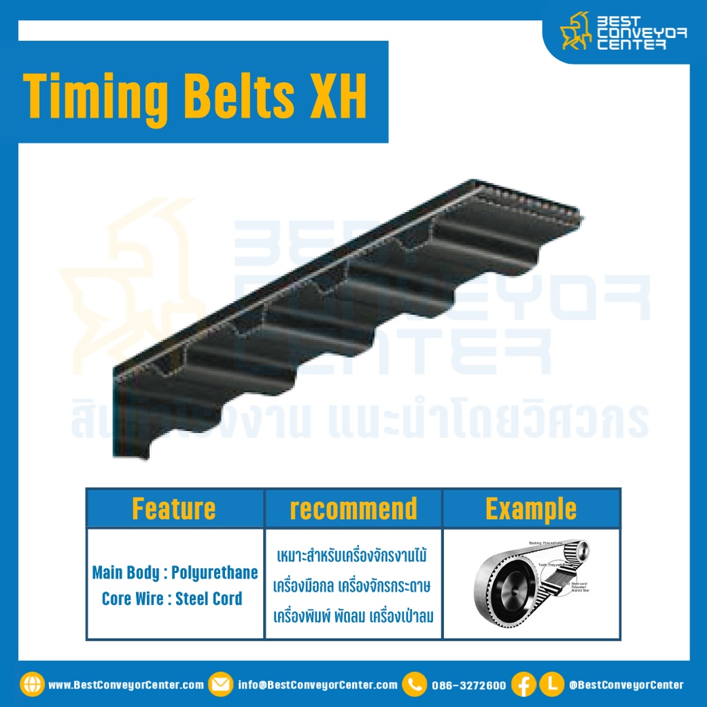 ไทม์มิ่ง เบลล์ Timing Belt XH หน้ากว้าง 127 mm. 80 ฟัน ยาว 1120 mm. : Timing Belt XH-127-80T-1120