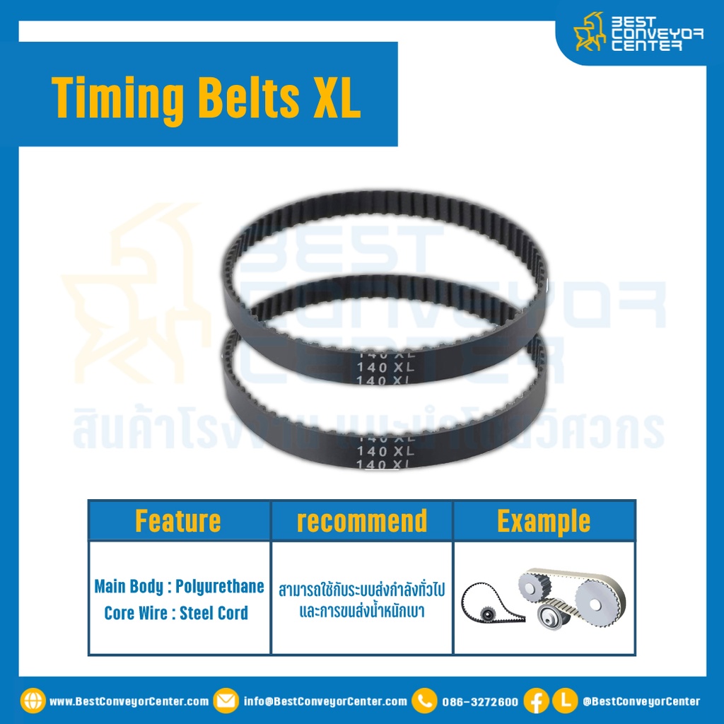 ไทม์มิ่ง เบลล์ Timing Belt 220XL หน้ากว้าง 7.9 mm. 110 ฟัน ยาว 558.80 mm. : Timing Belt 220XL-7.9-110T-558.80