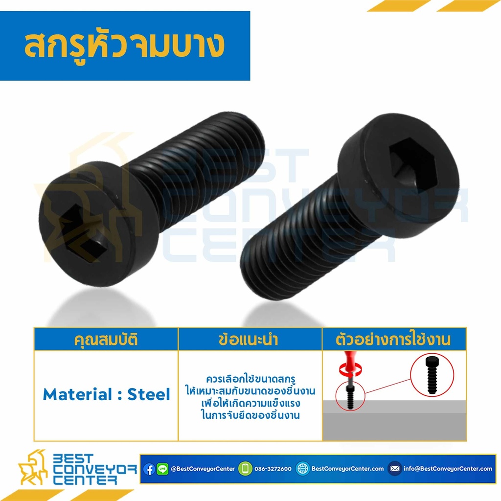 สกรูหัวจมบาง ขนาด M10x25 mm. : HSL-M10L25B